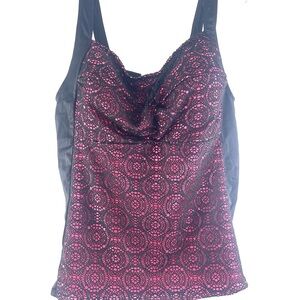 🌹NWOT Plus Size XXL Pink Sleeveless Ruched Camisole full swim top